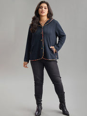 Texture Pocket Patchwork Button Detail Jacket