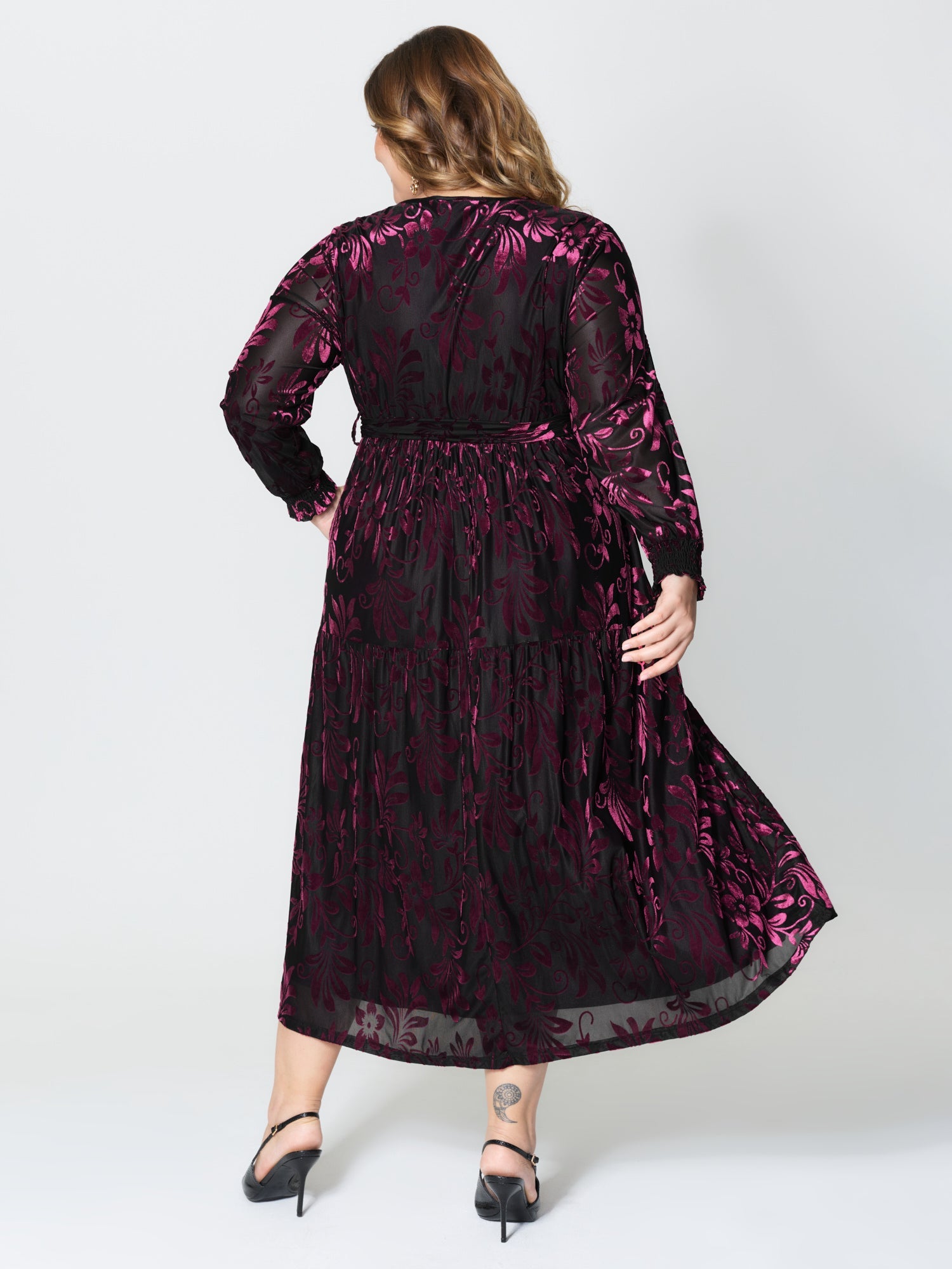 Shimmery Stretchy Velvet Shirred Maxi Dress