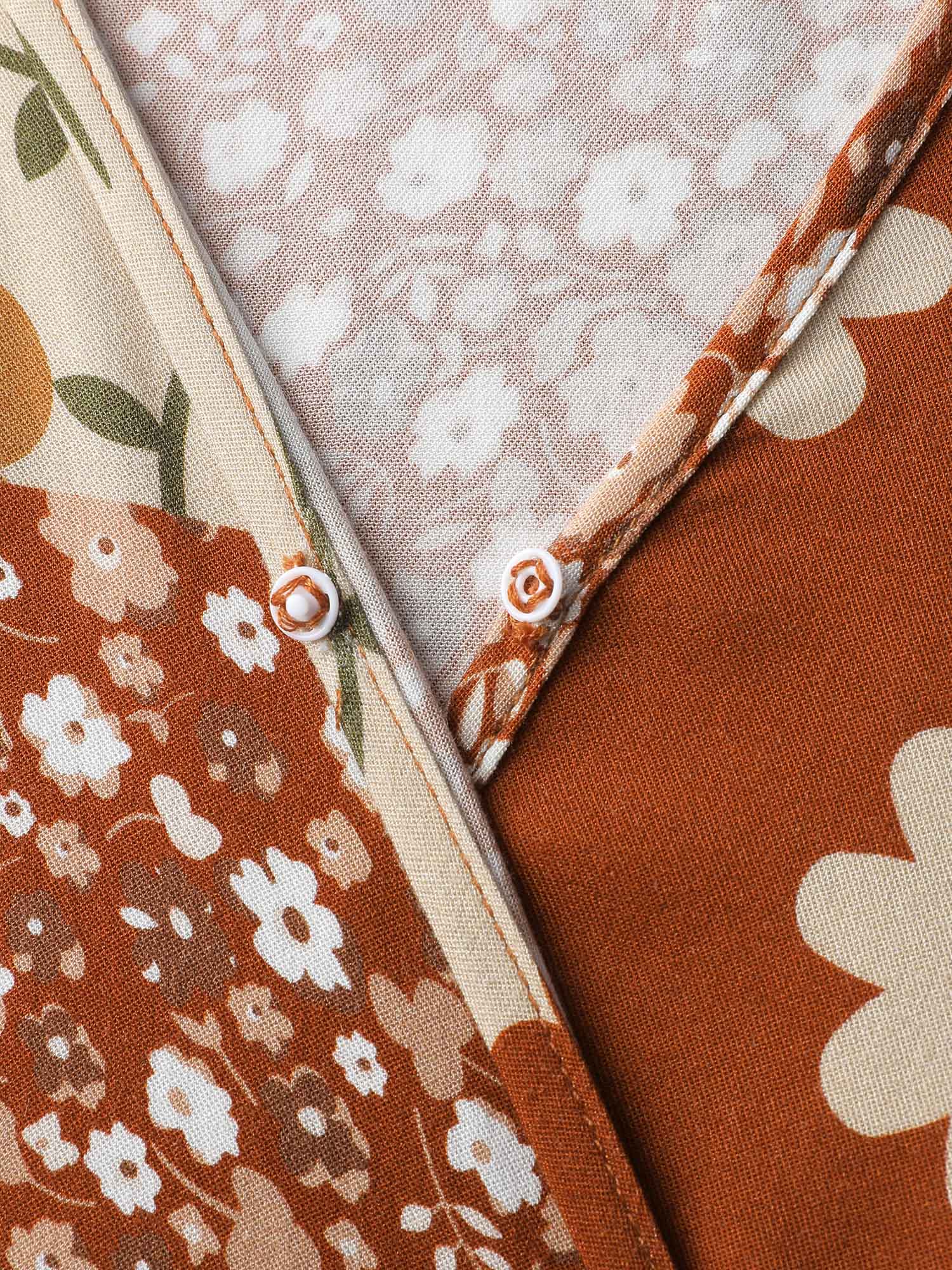 Floral Collage Print Lantern Sleeve Maxi Dress