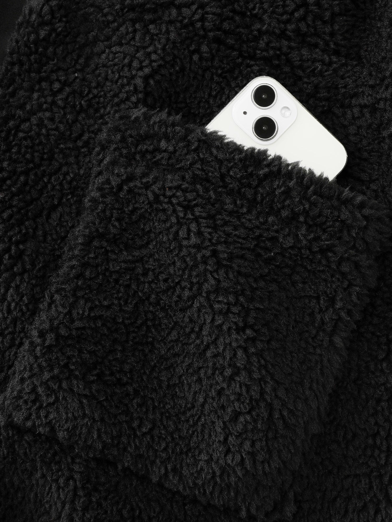 Faux Shearling Zipper Pockets Jacket