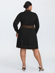 Supersoft Color Contrast Belt Sweater Dress