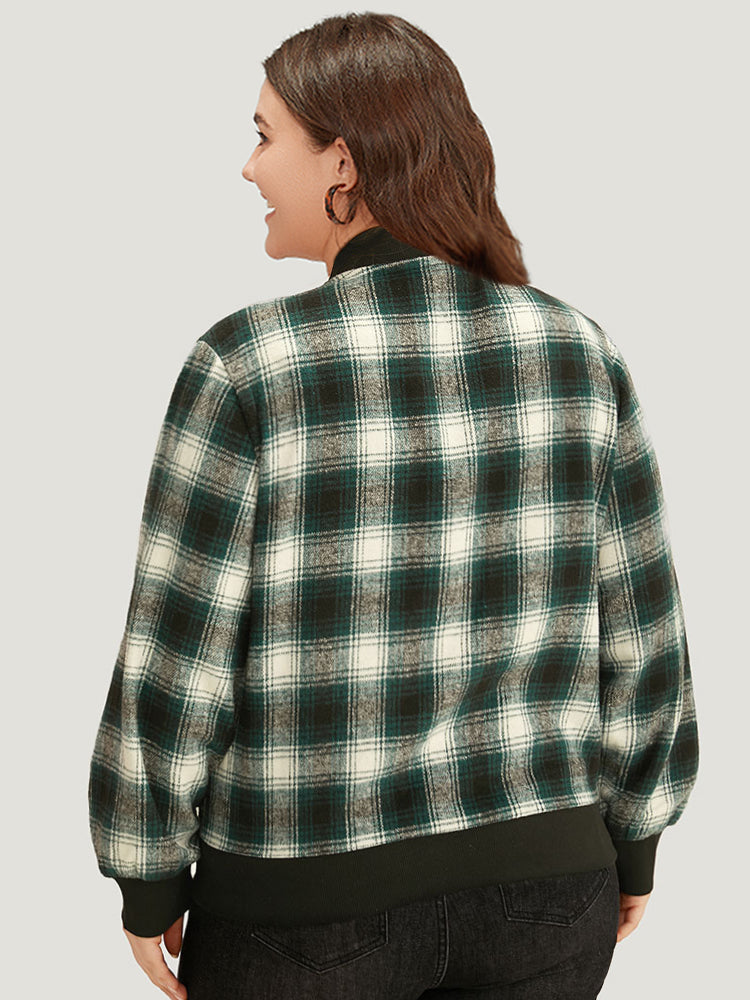 Halloween Plaid Pocket Button Up Contrast Patchwork Jacket