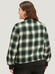 Halloween Plaid Pocket Button Up Contrast Patchwork Jacket