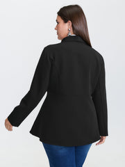 Semi Stretchy Pockets Curvy Hem Blazer