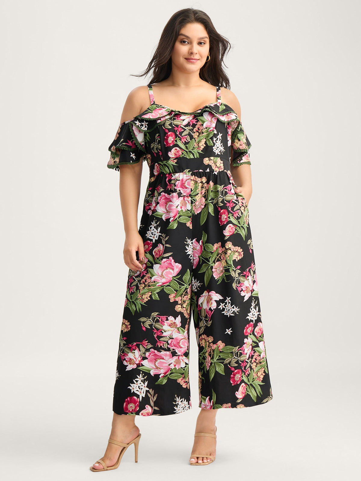 Floral Print Off-Shoulder Wide-Leg Jumpsuit