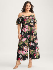 Floral Print Off-Shoulder Wide-Leg Jumpsuit