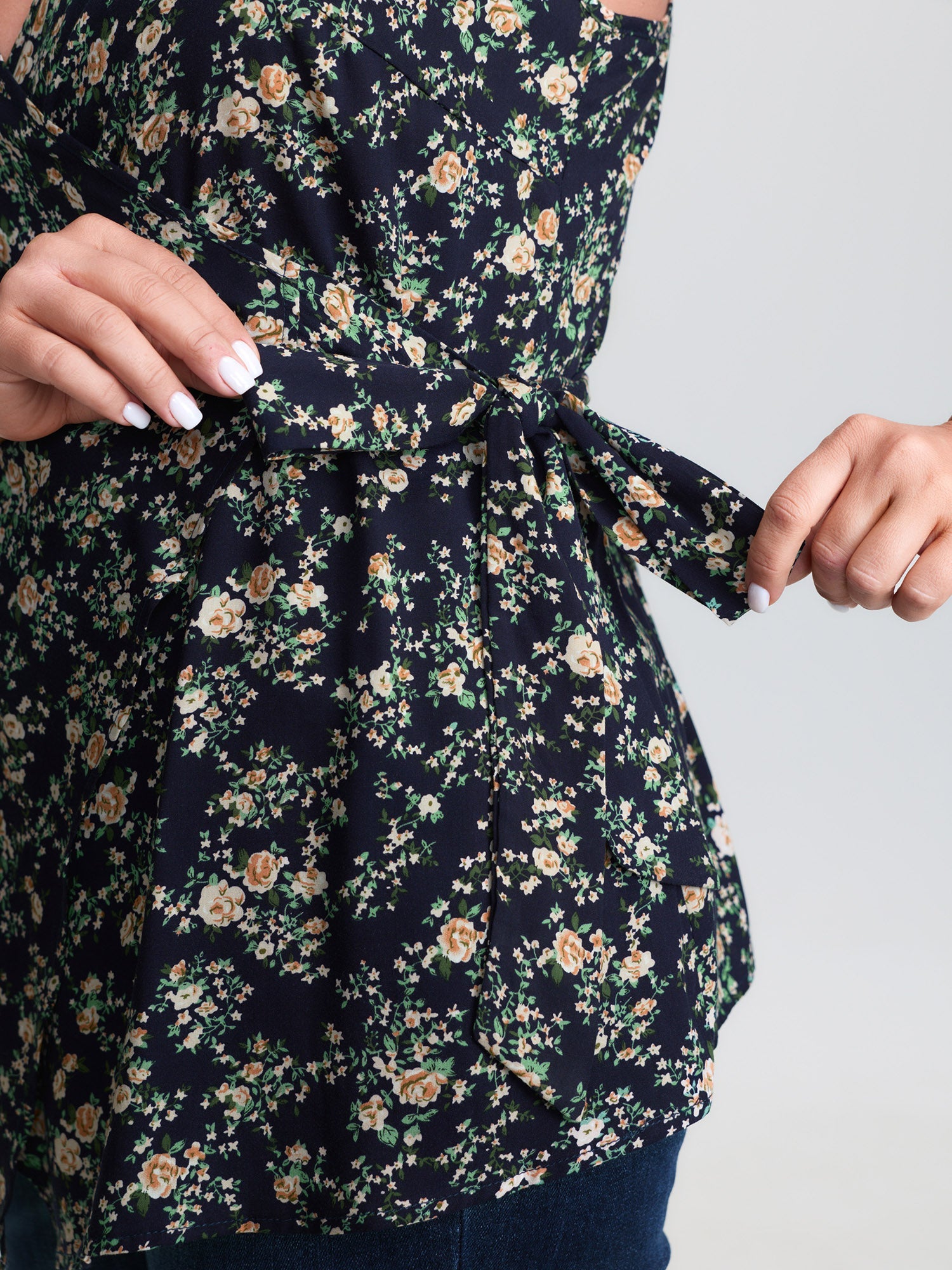 Floral Print Side-Tie Rayon Tank Top