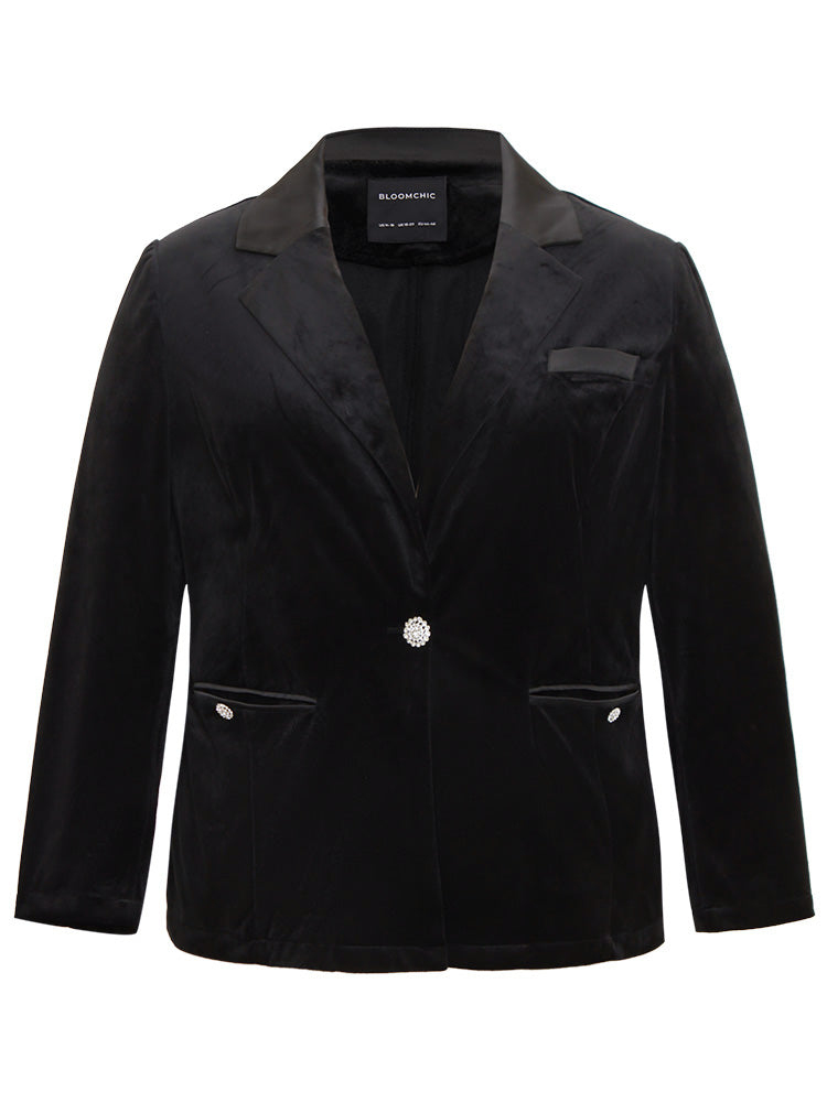 Velvet Buckle Detail Pocket Suit Collar Blazer