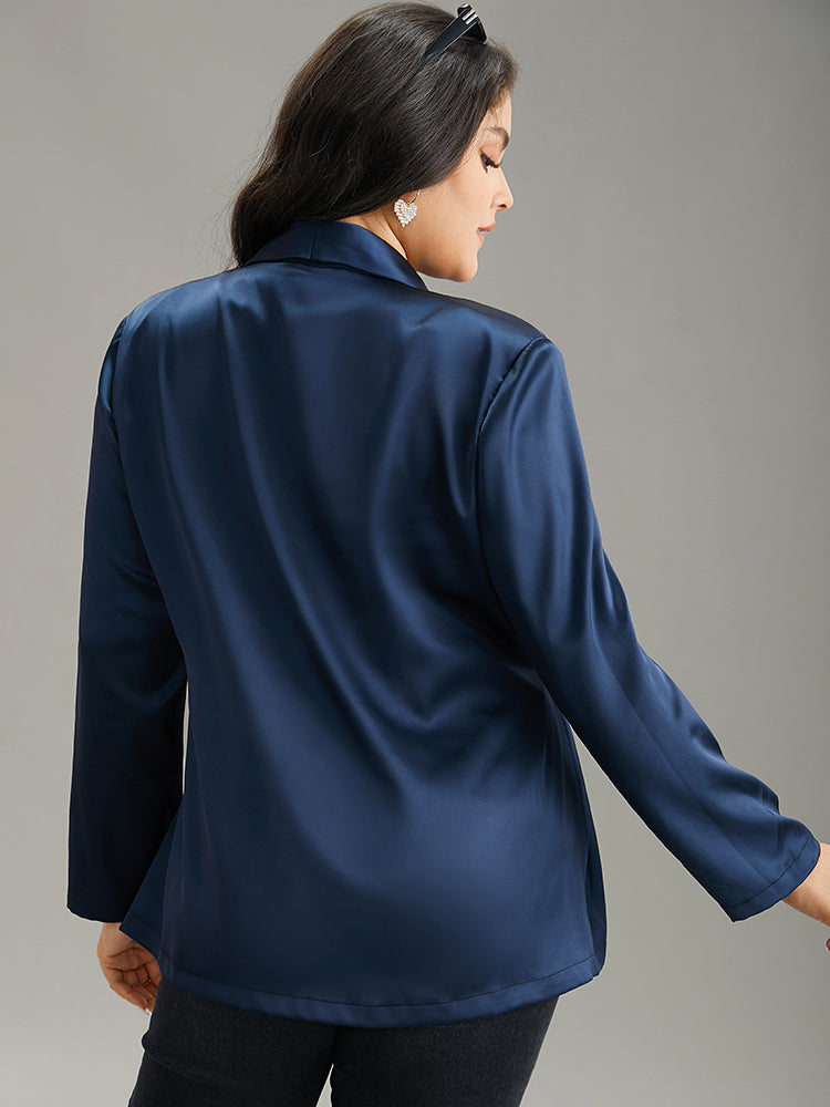 Suit Collar Flap Pocket Drawstring Ties Blazer