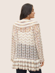 Ombre Heather Ruffle Trim Ties Front Cardigan