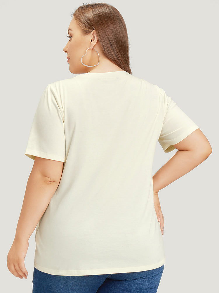 Coconut Tree & Car Print Crew Neck T-shirt