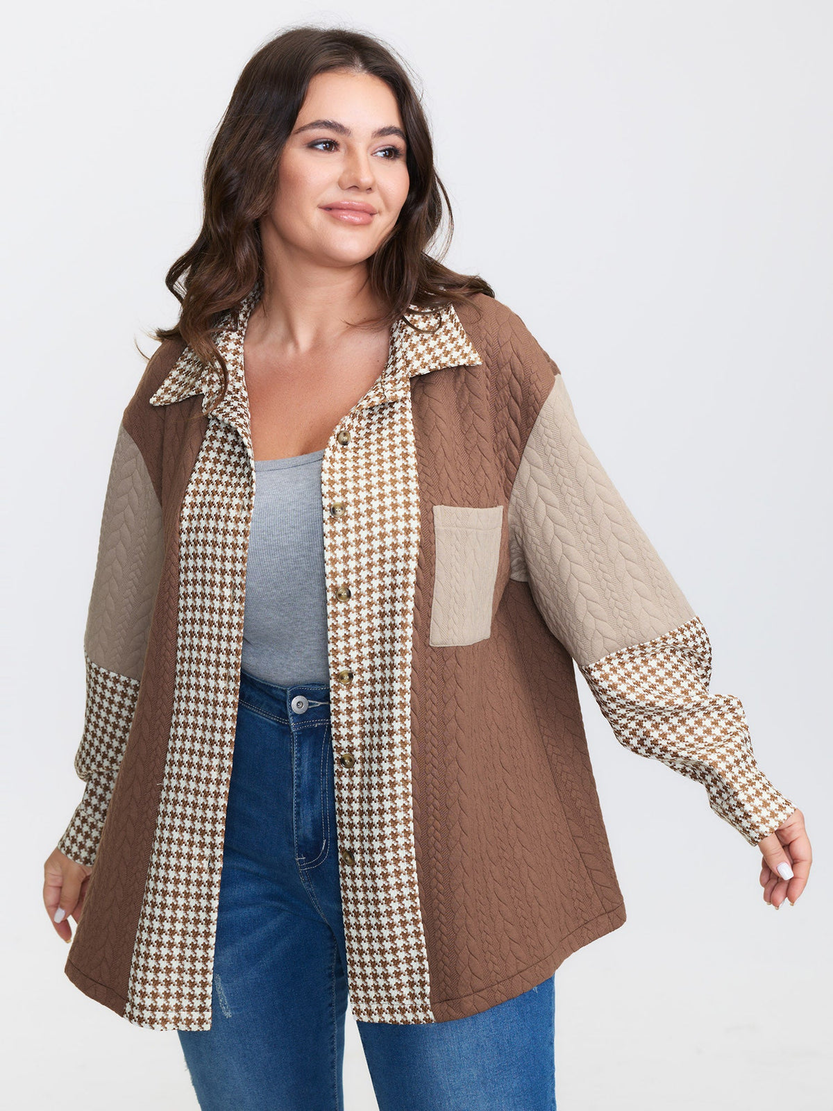 Colorblock Textured Pocket Button Jacket