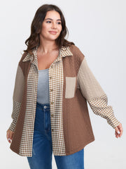 Colorblock Textured Pocket Button Jacket