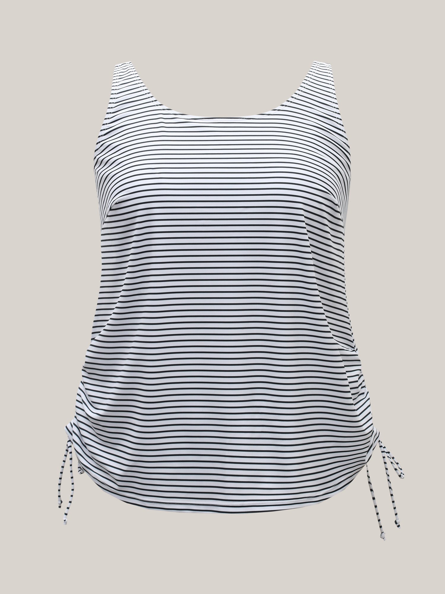 Striped Non-Removable Cups Swim Top