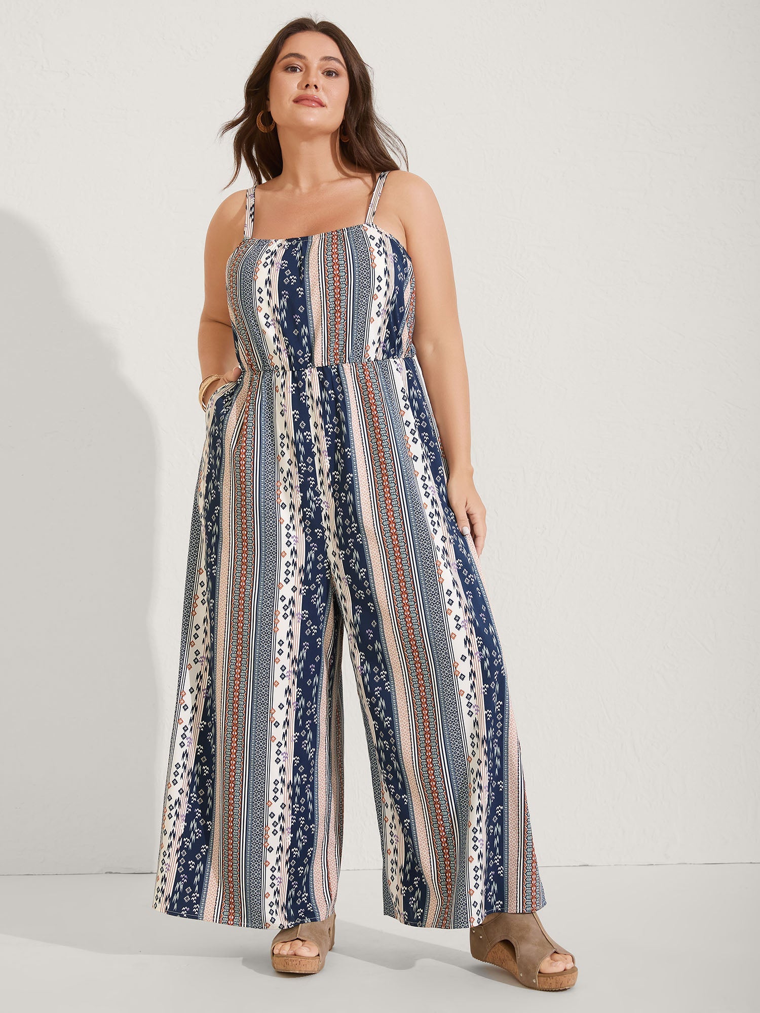 Boho Stripes Stretchy Waist Jumpsuit