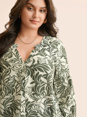 Silhouette Floral Print Ruffle Trim Blouse