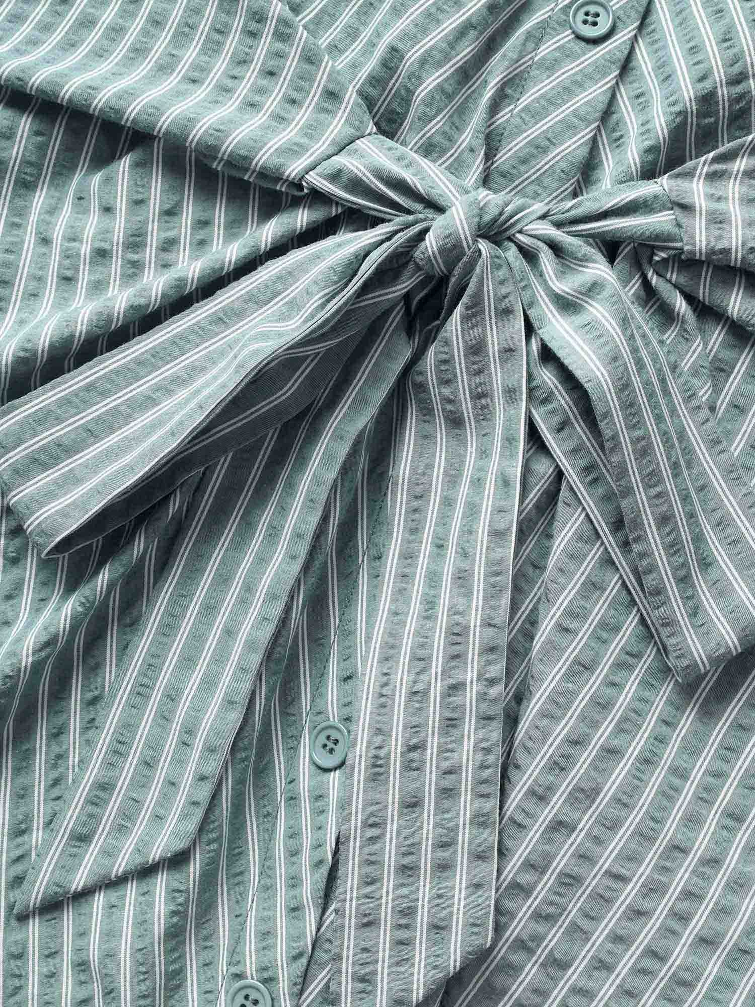 Shirt Collar Striped Midi Tank Dress