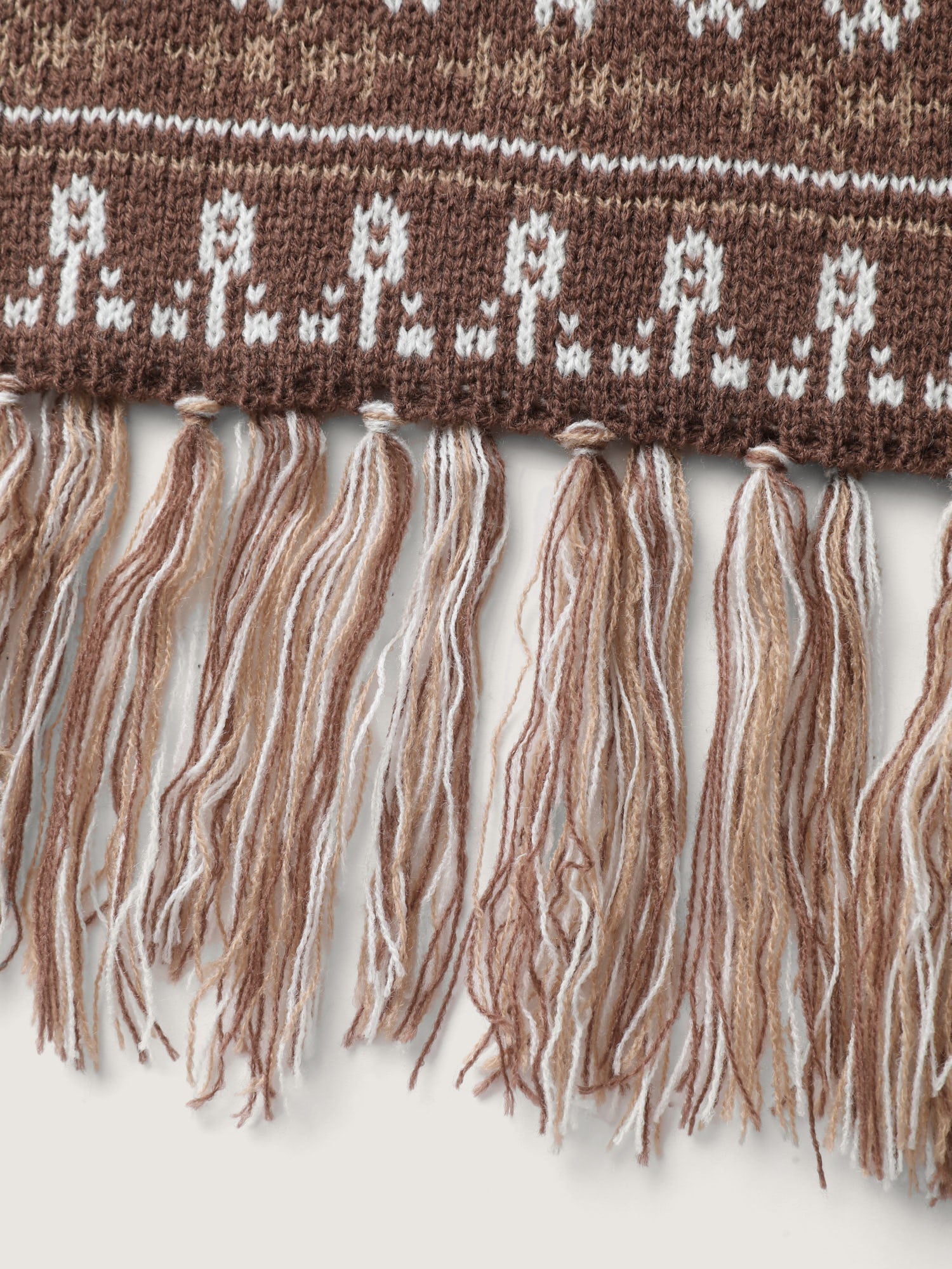 Boho Jacquard Folded Collar Tassels Cardigan