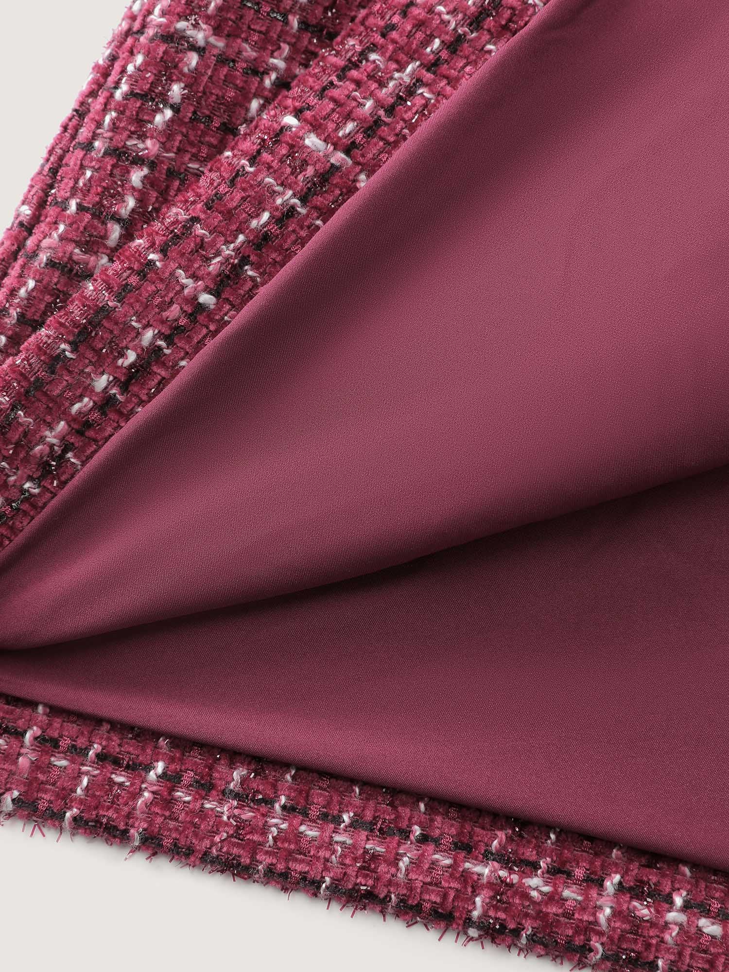 Tweed Brooch Waist-Defining Blazer