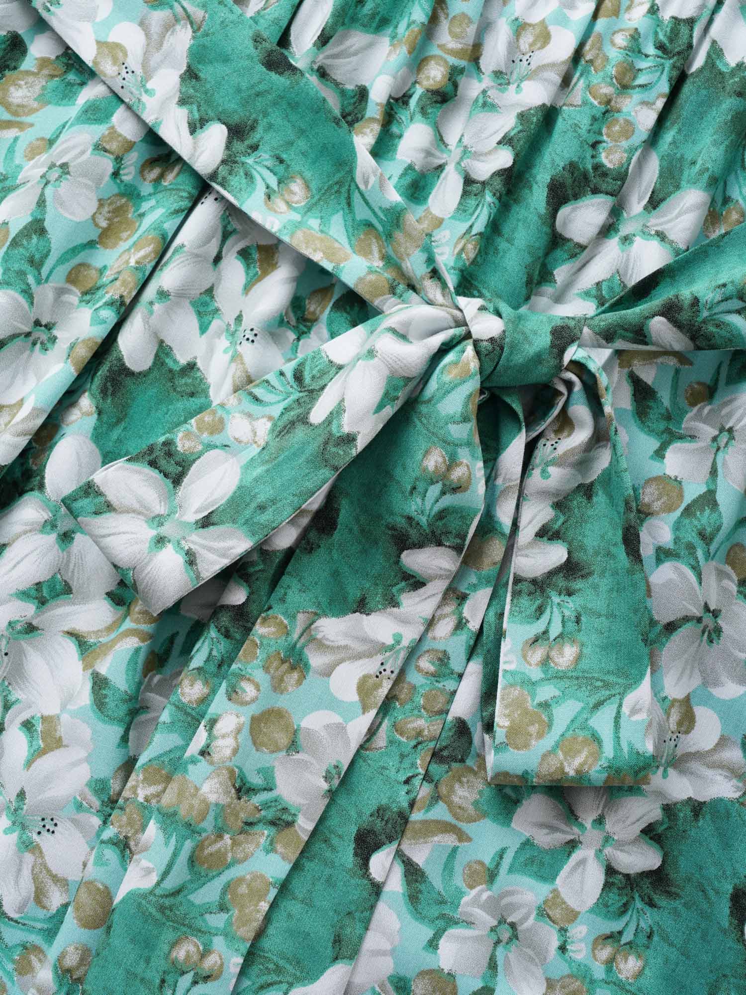 Floral Print Notched Belted Midi Dress