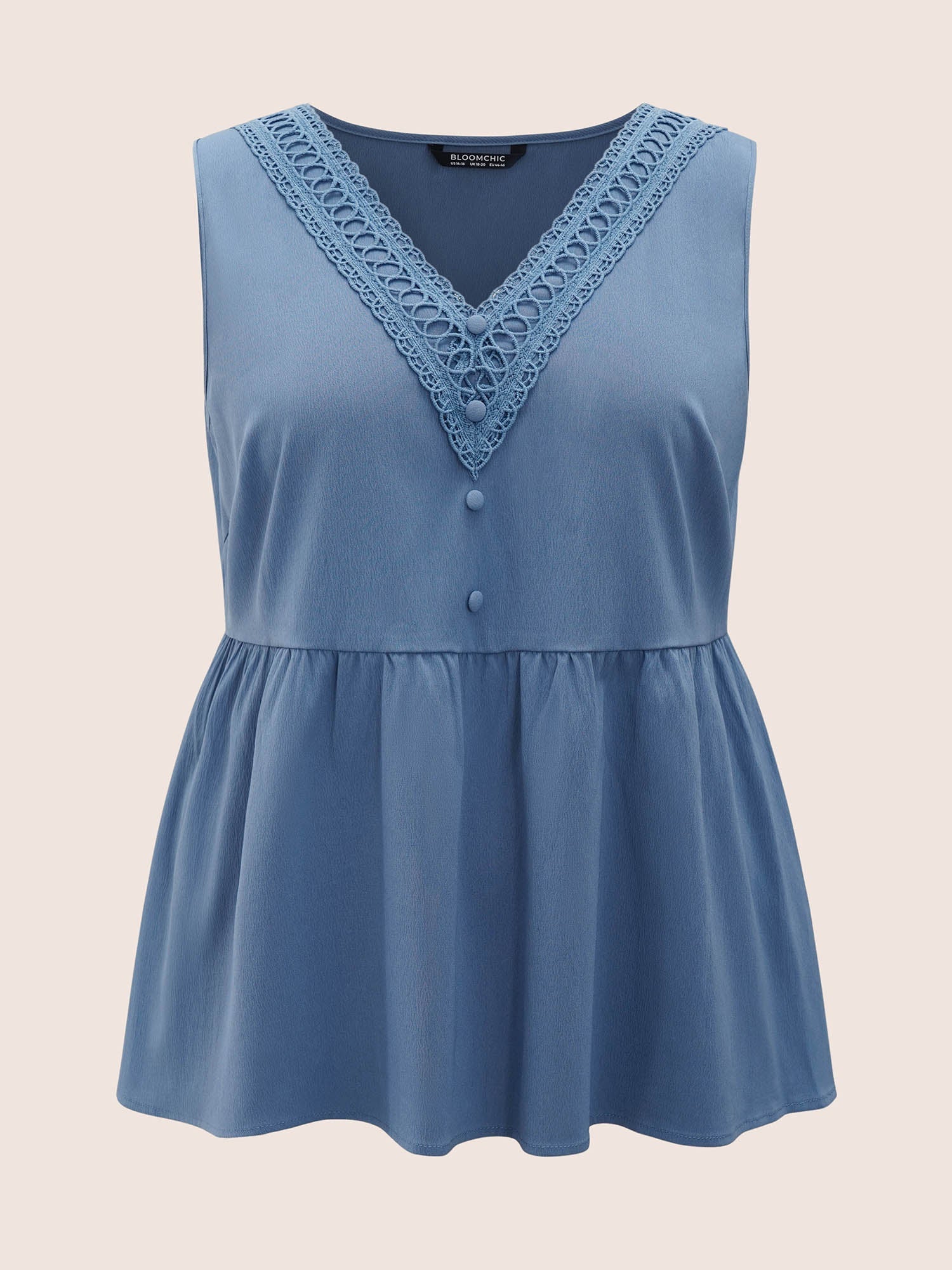 Solid Lace Patchwork Gathered Tank Top