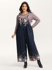 Floral Print Pockets Casual Jumpsuit