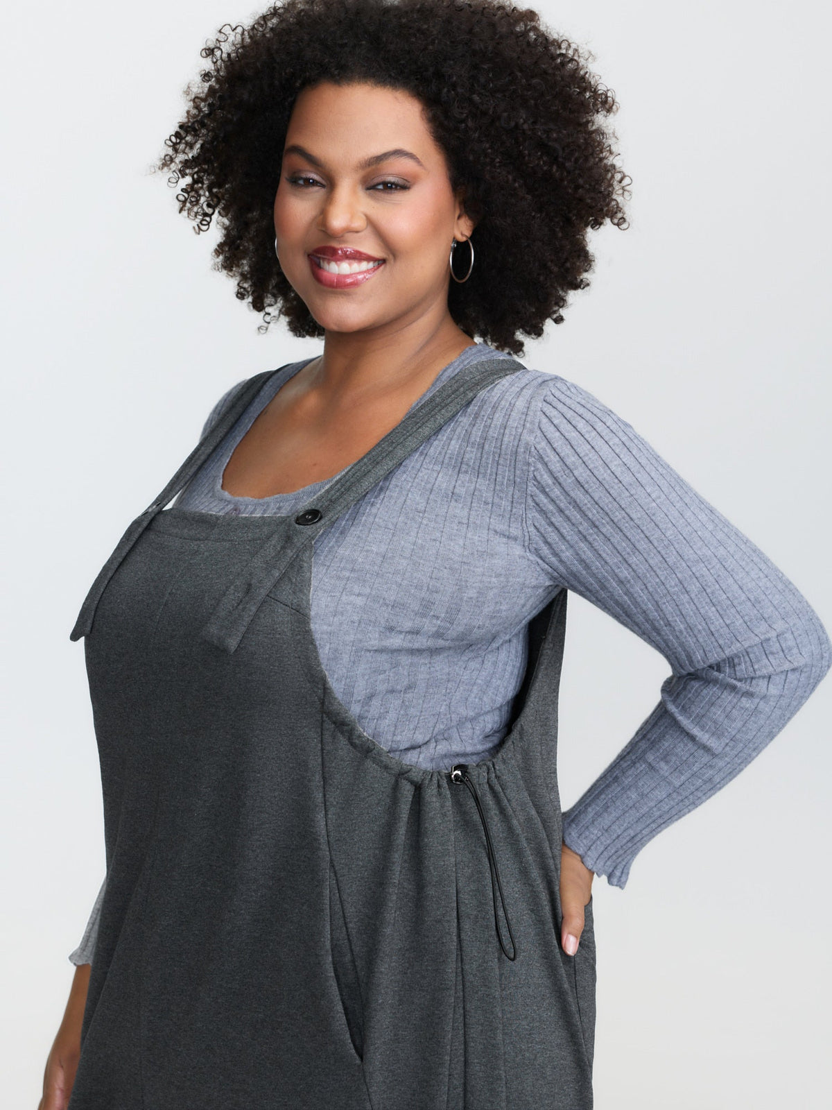 Stretchy Solid Adjustable Overall Jumpsuit