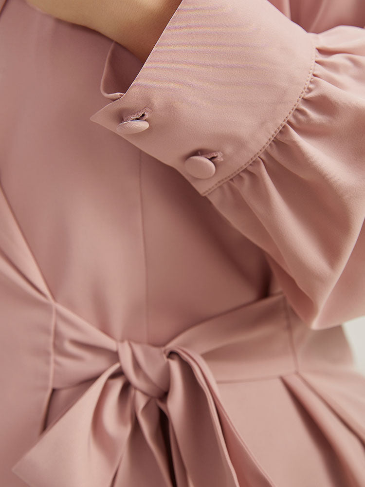 Plain Lapel Collar Asymmetrical Knot Blazer