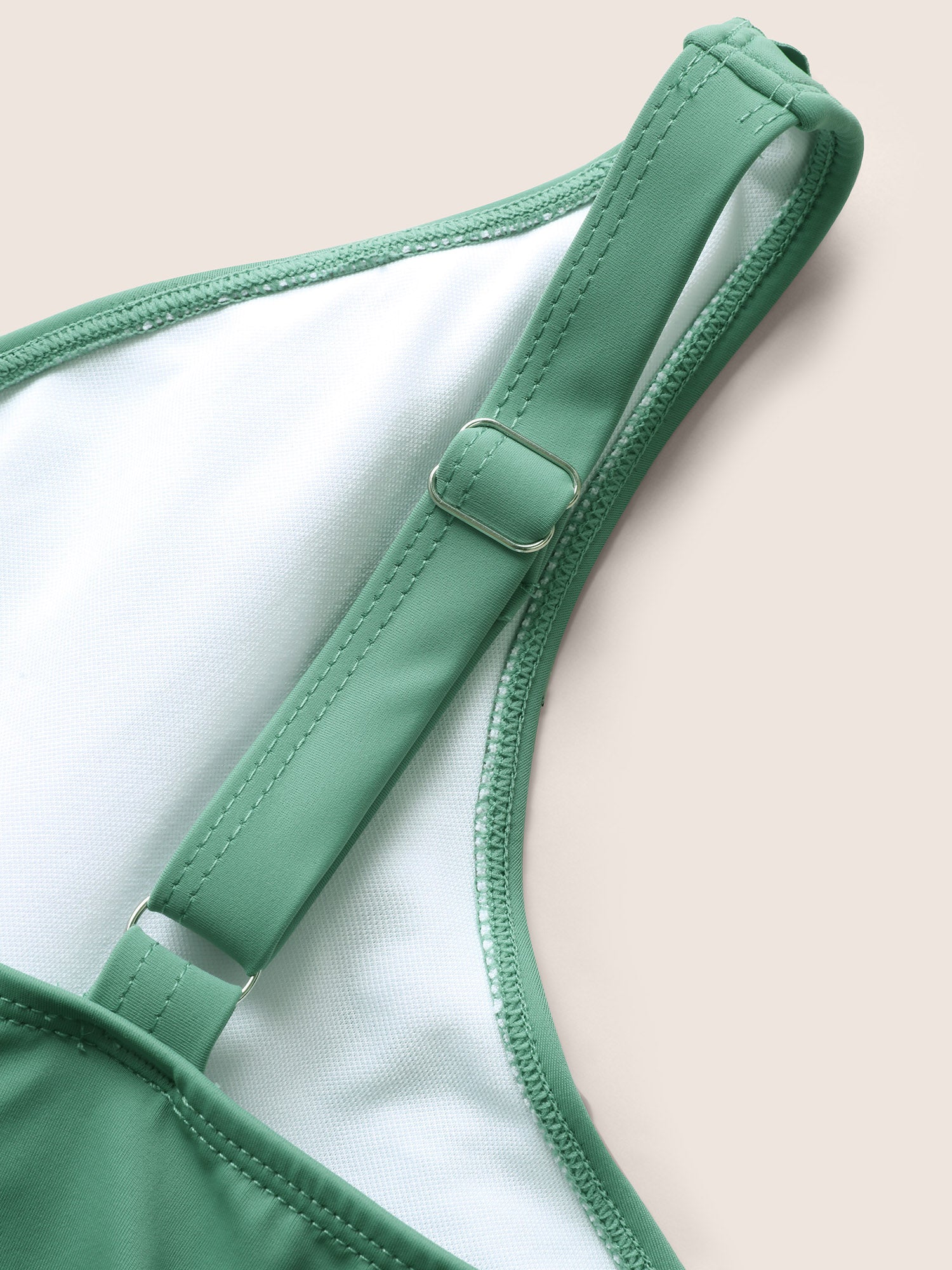 Solid Ruffle Surplice Neck Trim Swim Top