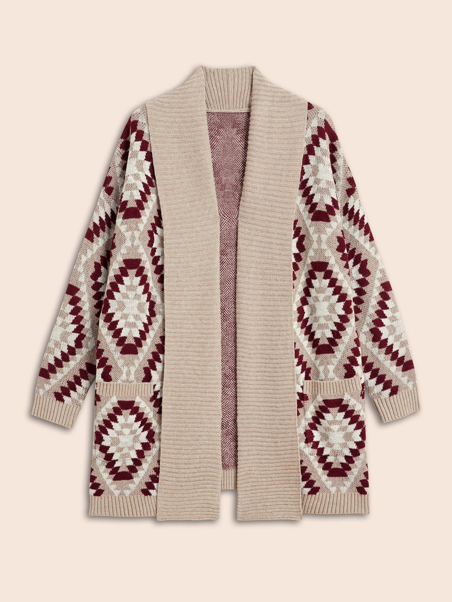 Bandana Geometric Lapel Collar Cardigan