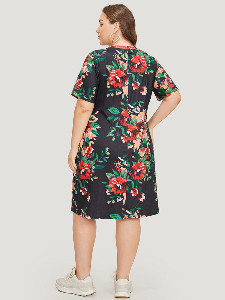 Floral Print Pocket Midi Dress