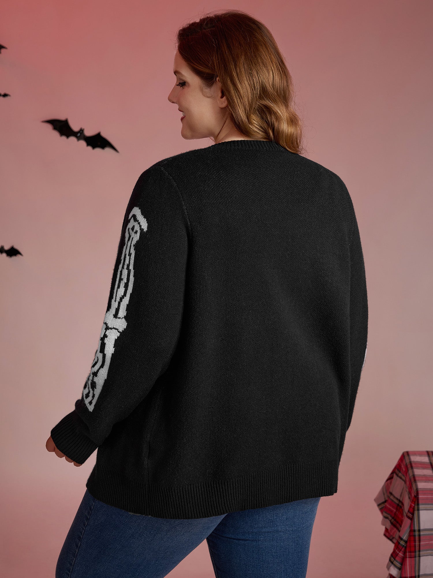 Skeleton Ribcage Print Button Knit Cardigan