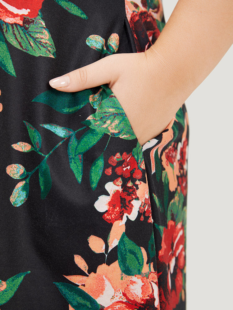 Floral Print Pocket Midi Dress