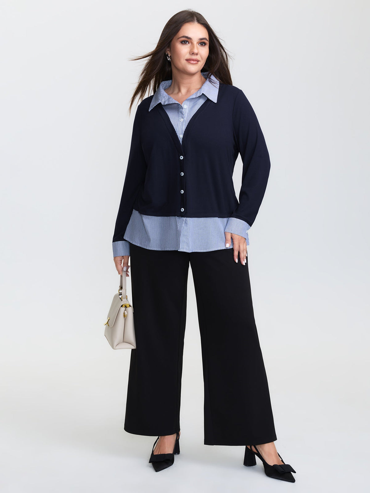 2-in-1 Color Contrast Woven T-Shirt