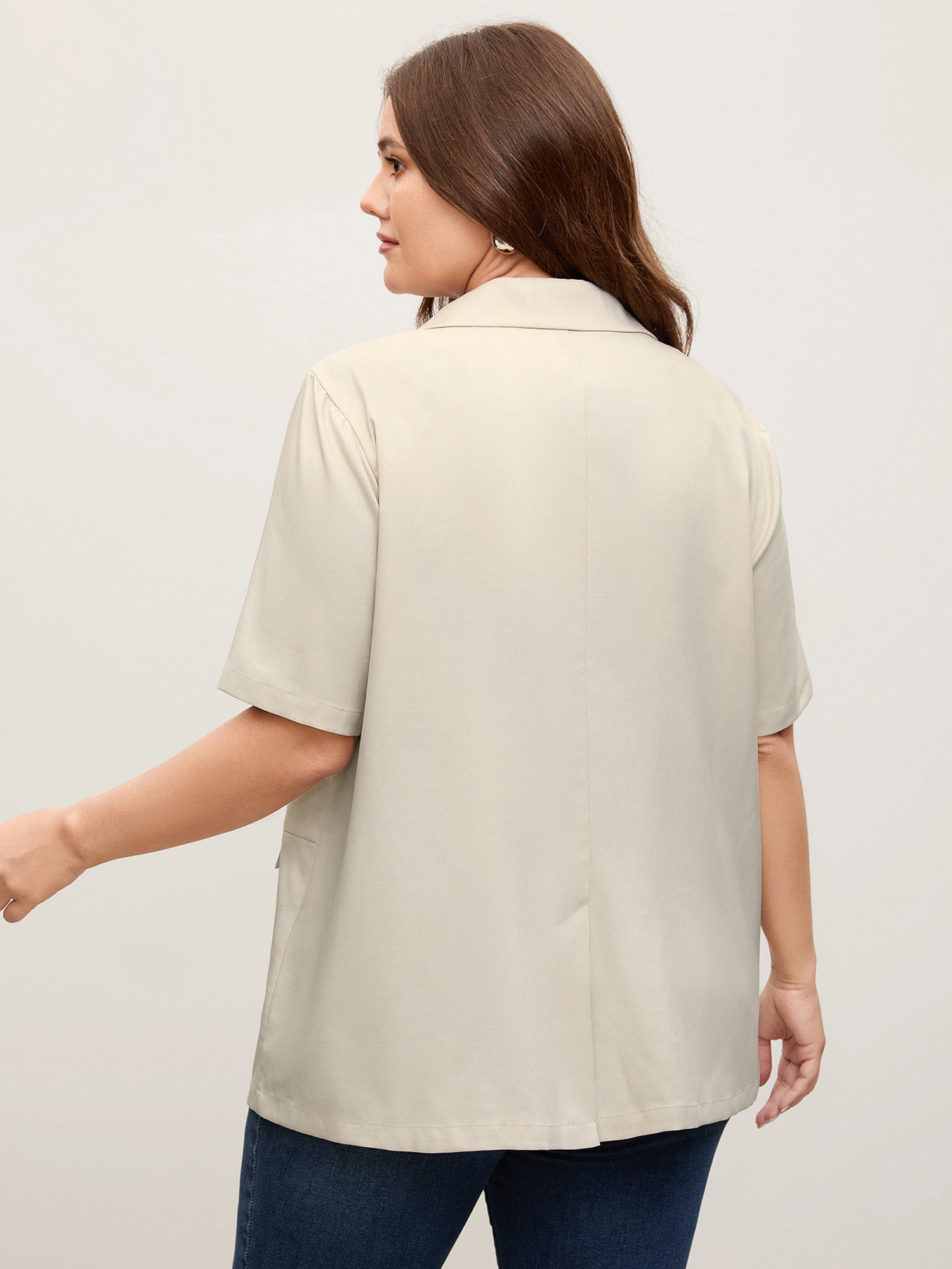 Short Sleeve Pockets Solid Blazer