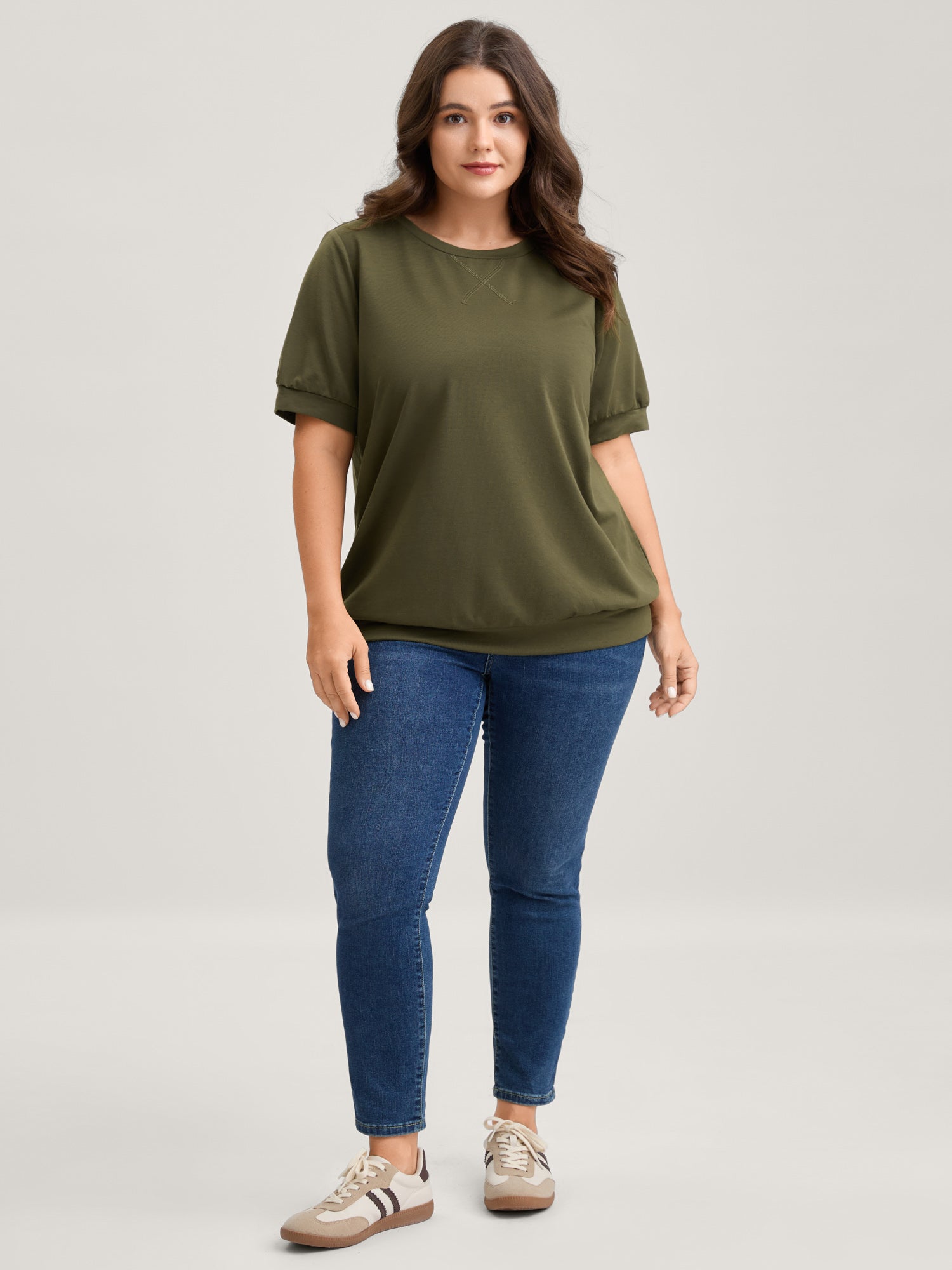 Solid Crew Neck Relaxed Sweatshirt