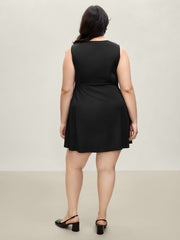 Stretchy Pockets Cinched-Waist Flared Midi Dress