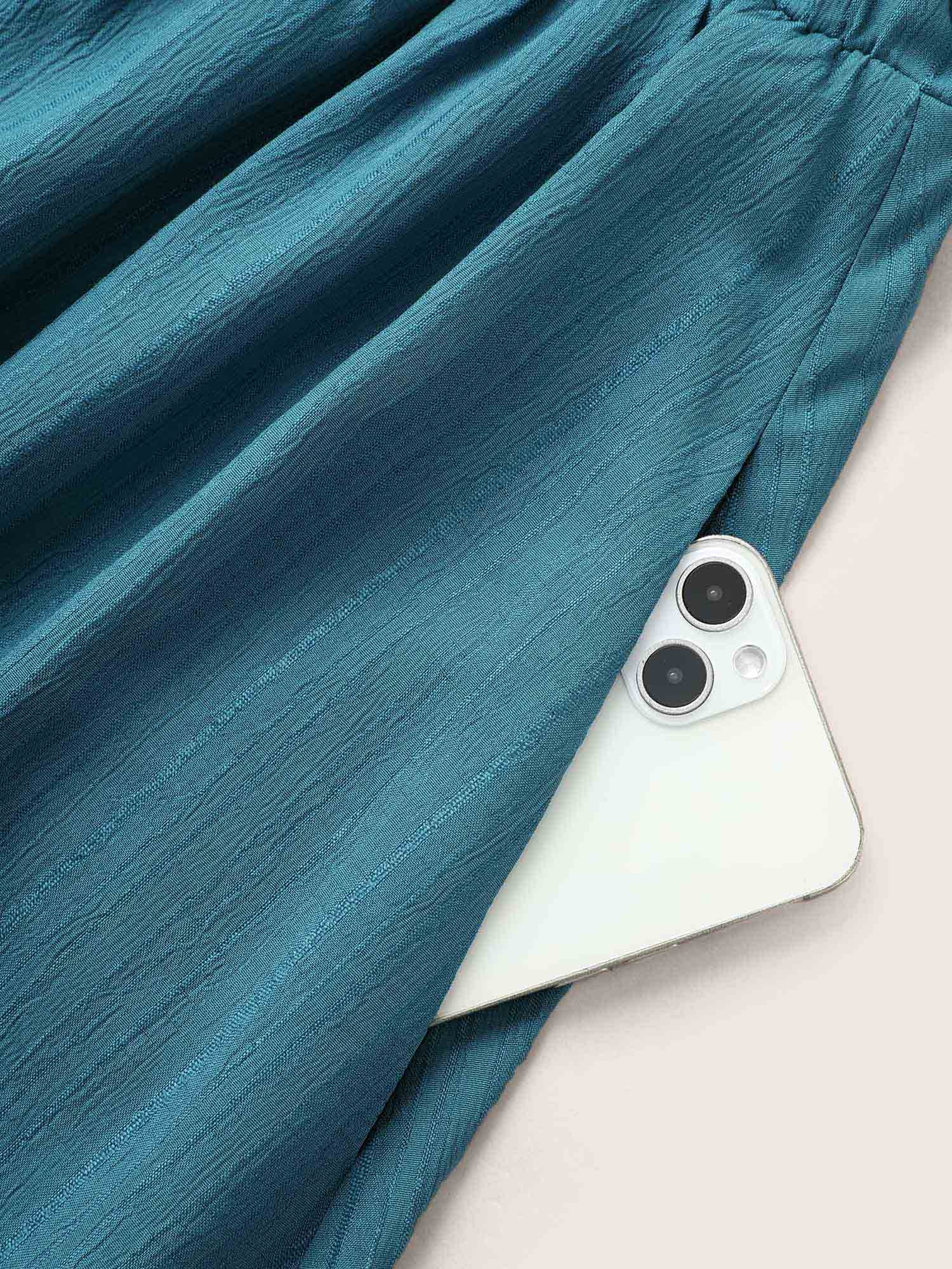 Solid Crochet Lace Petal Sleeve Dress