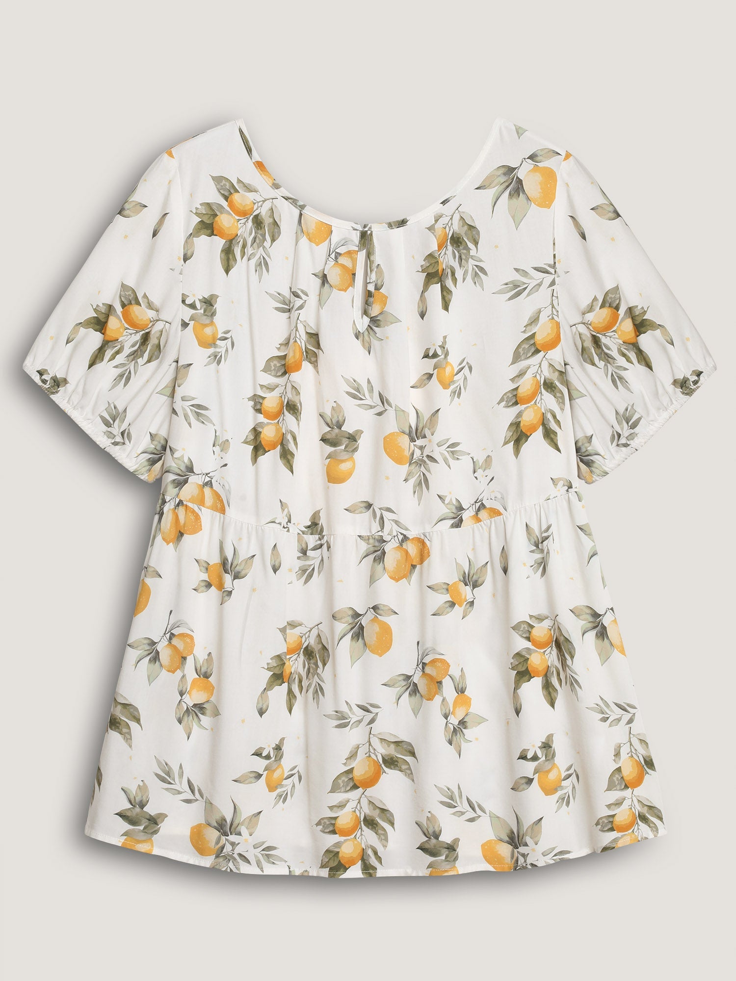 Citrus Print Bow Backless Blouse