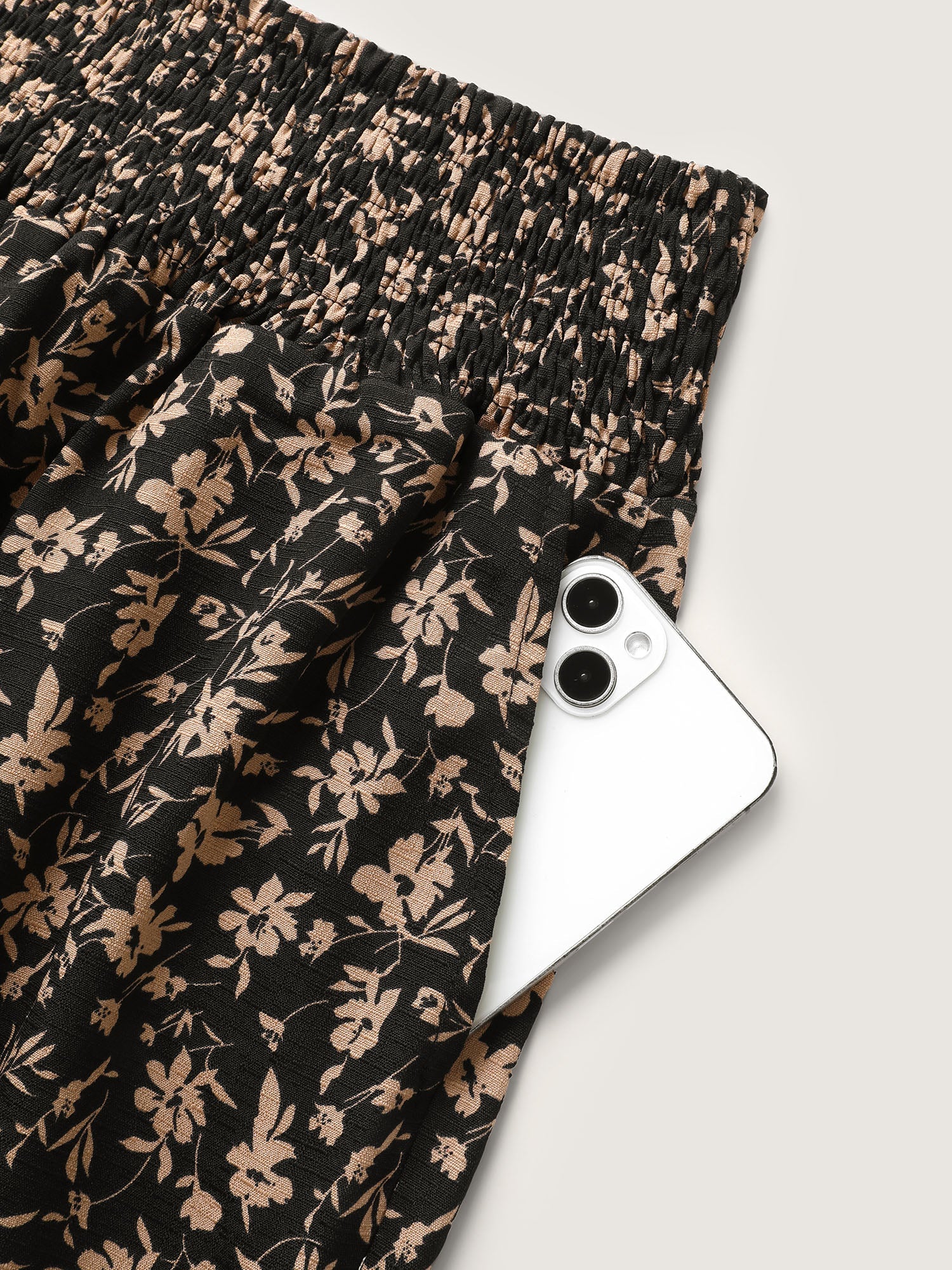 Floral Print Ruffled Asymmetrical Hem Pants