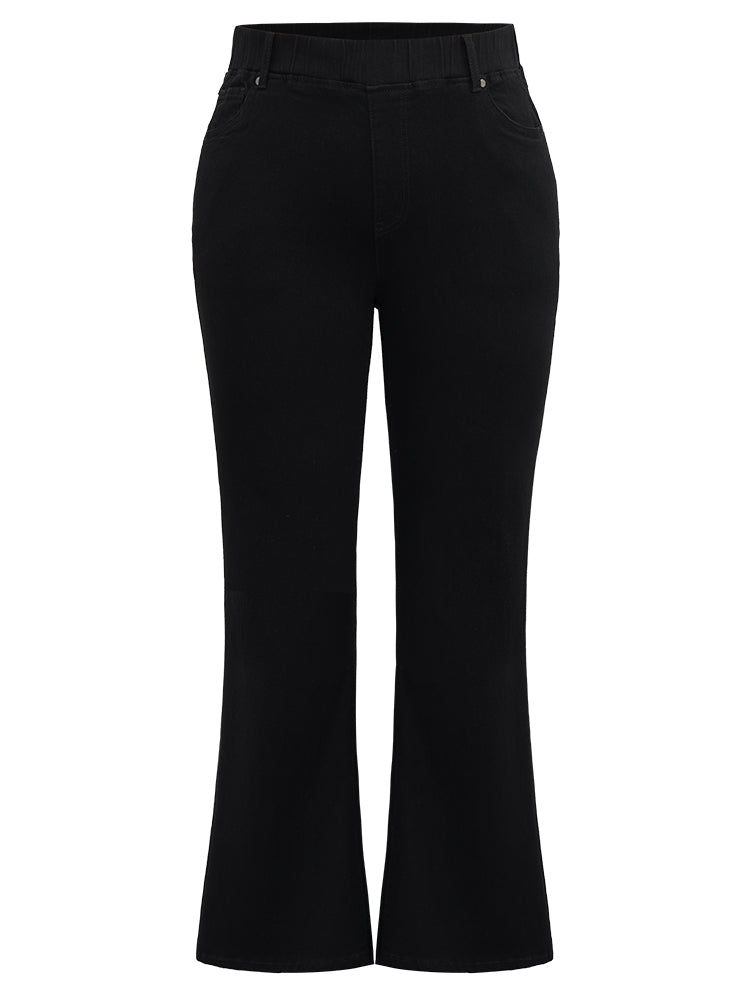 Black Wash Pocket Flare Leg Jeans