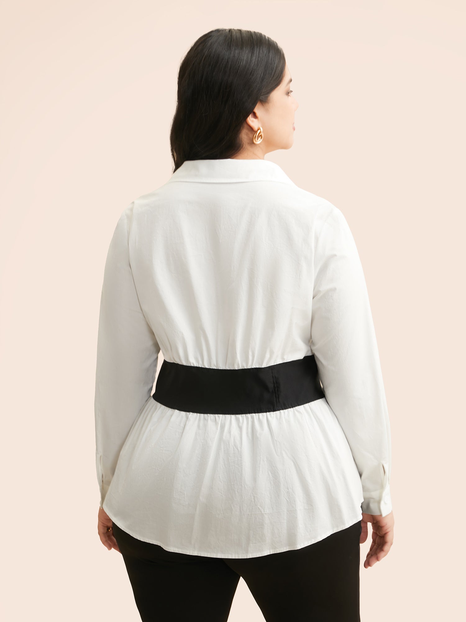 Shirt Collar Contrast Patchwork Shirt