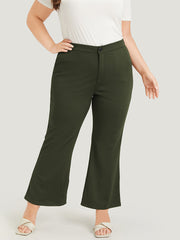 Solid Flare Leg Pocket Pants