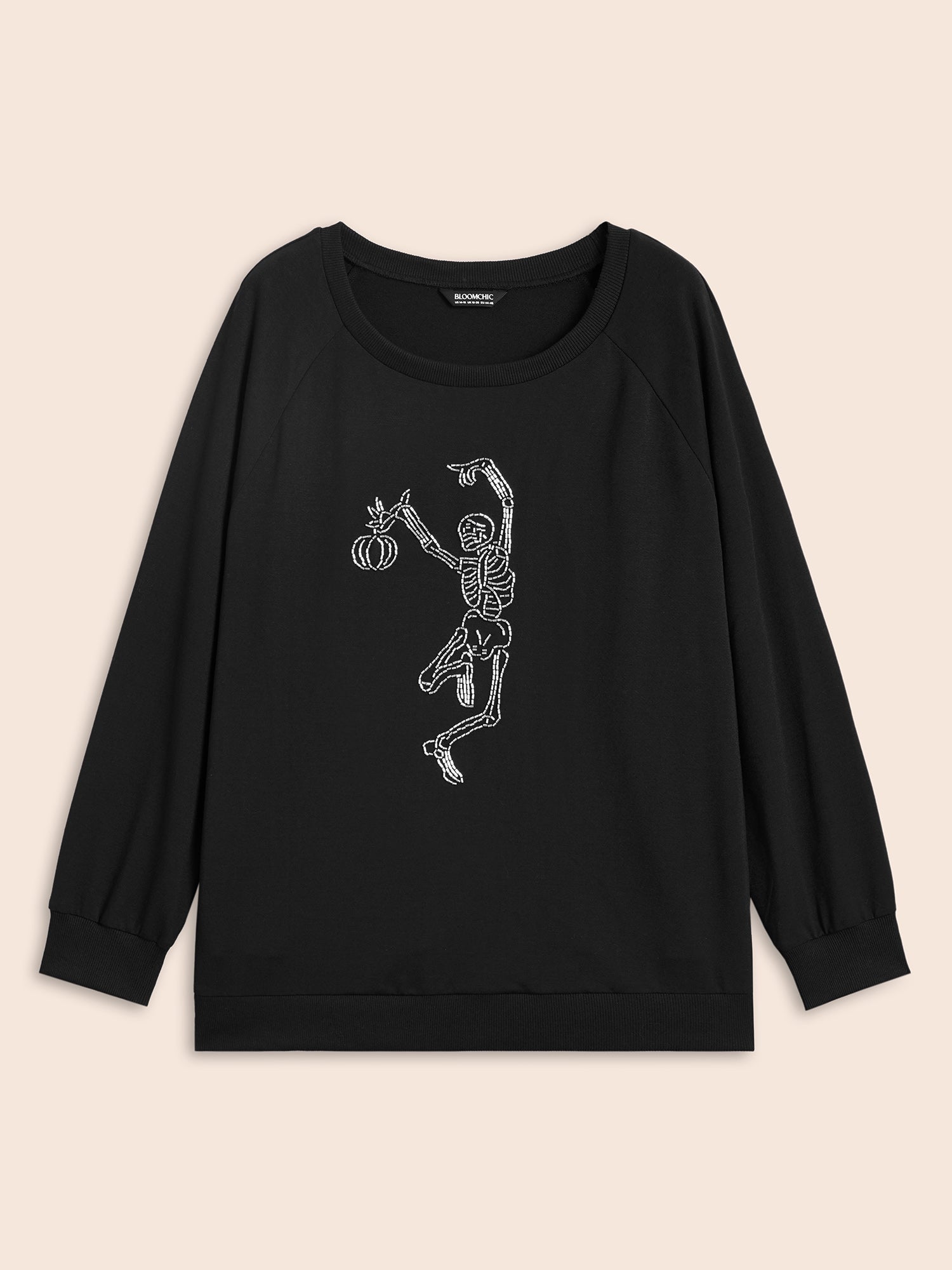 Skull Embellished Raglan Sweatshirt