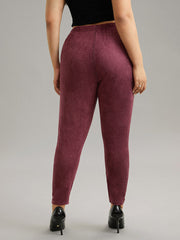 Solid Elastic Waist Texture Very Stretchy Leggings