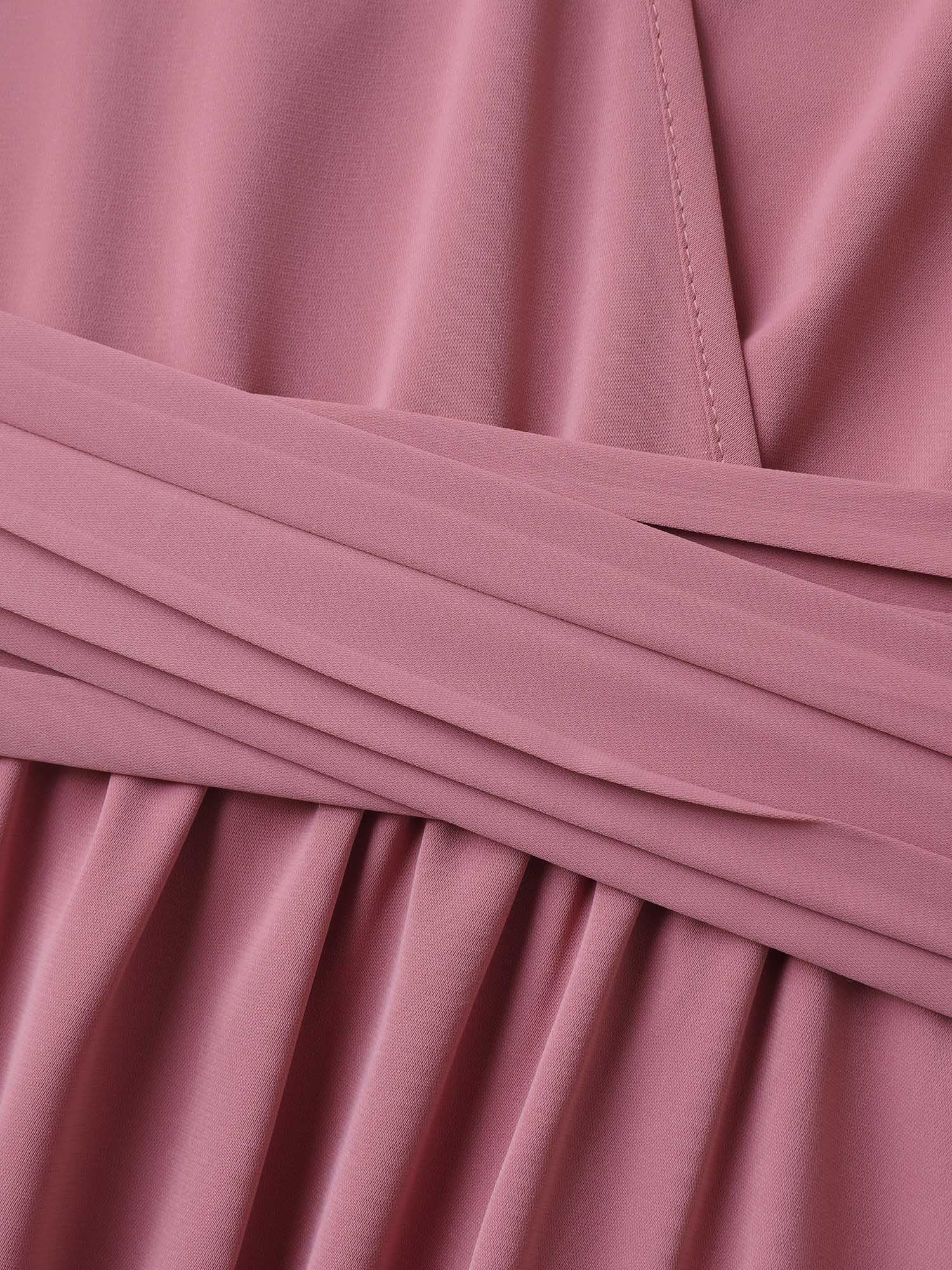 Flutter Sleeve Lace Stretchy Waist Midi Dress