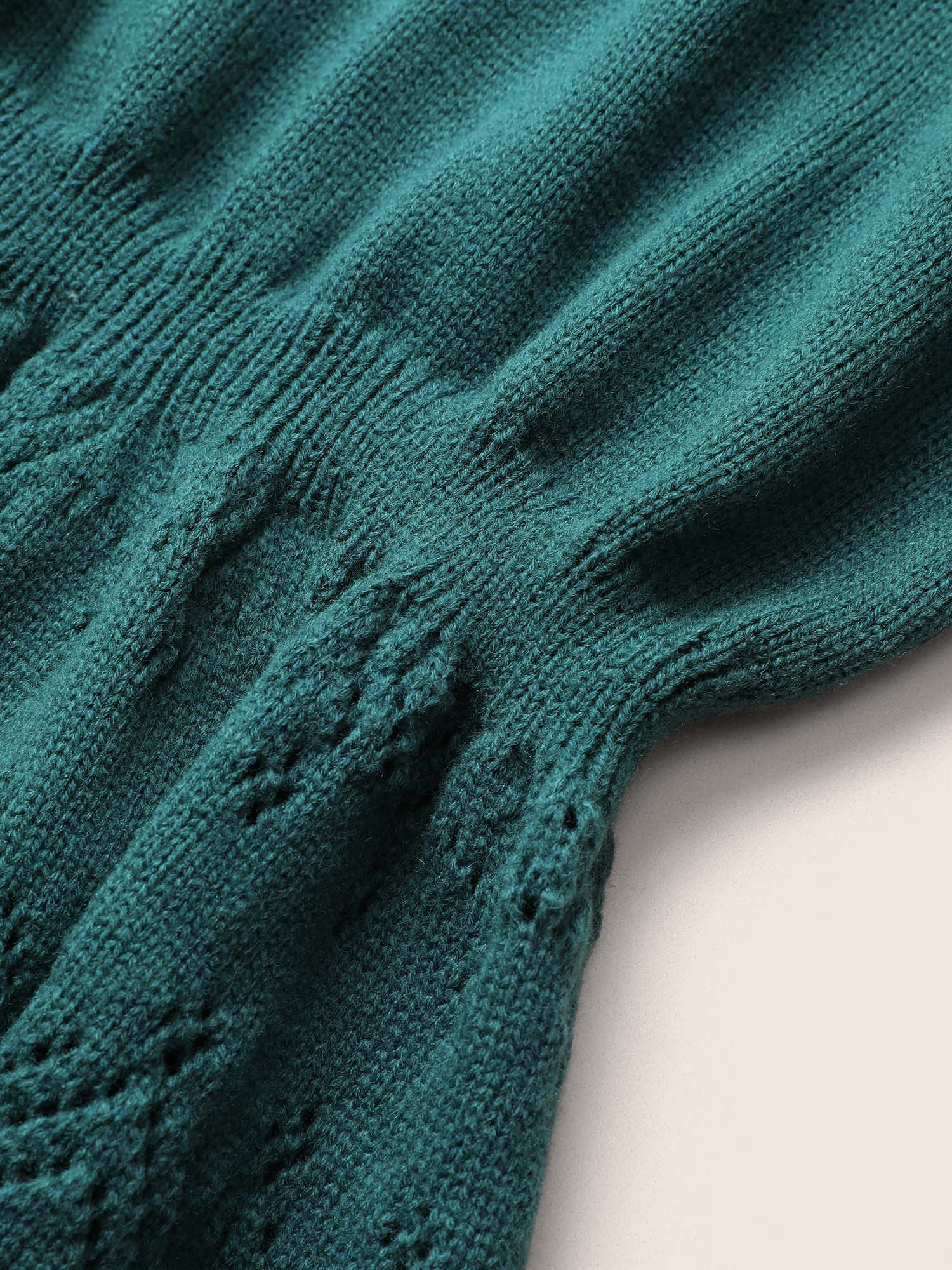 Solid Hollow Out Elastic Waist Knit Pullover