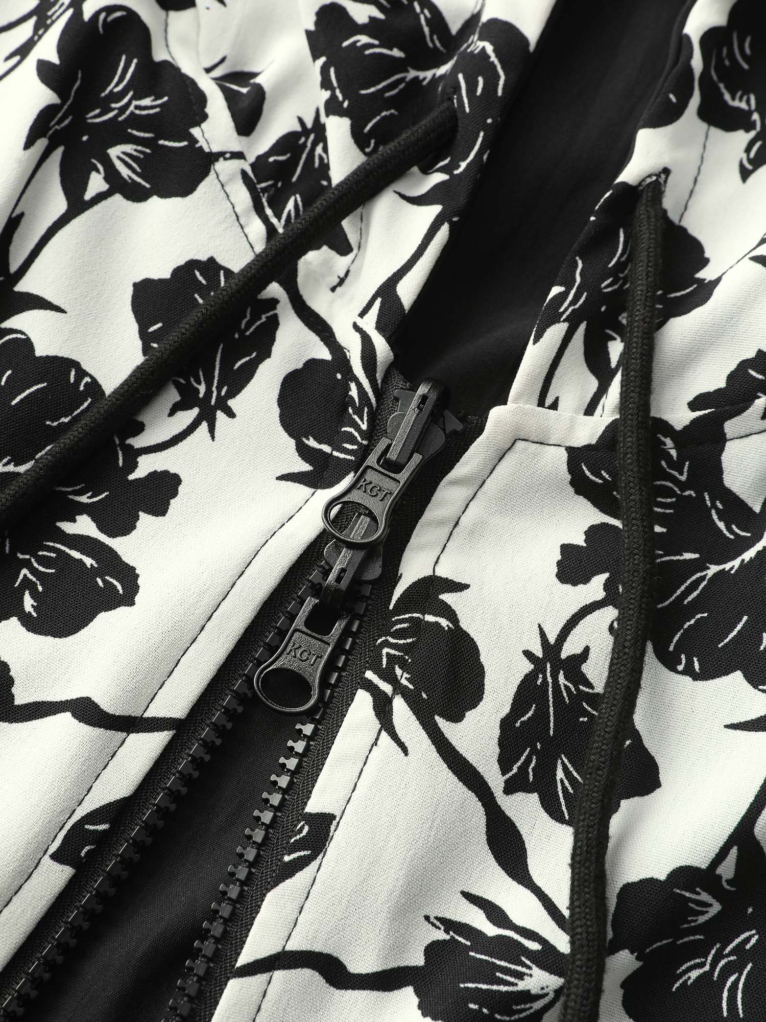 Floral Print Reversible Hooded Coat