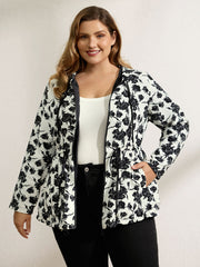 Floral Print Reversible Hooded Coat