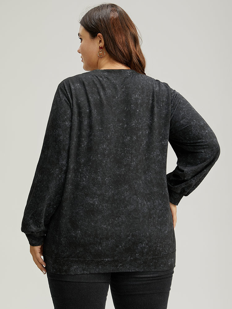 Christmas Vintage Skull Print Crew Neck Sweatshirt